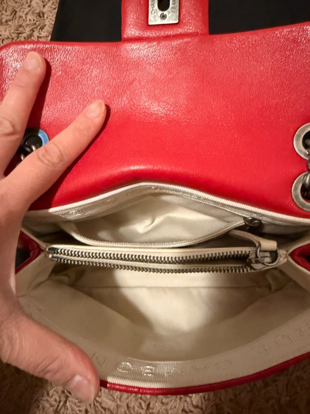 CHANEL CC MINI Lambskin Quilted Red Leather Shoulder Bag with Gunmetal Chain - Picture 10 of 16